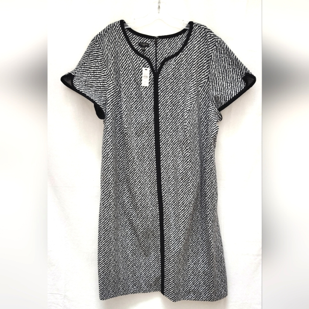NEW Talbots Knit Dress short sleeve plus size 22W black white new office work